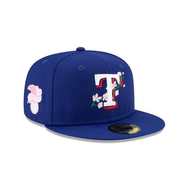 MLB Texas Rangers Side Patch Bloom 59Fifty Fitted (MMB9989) - Blue New Era Caps